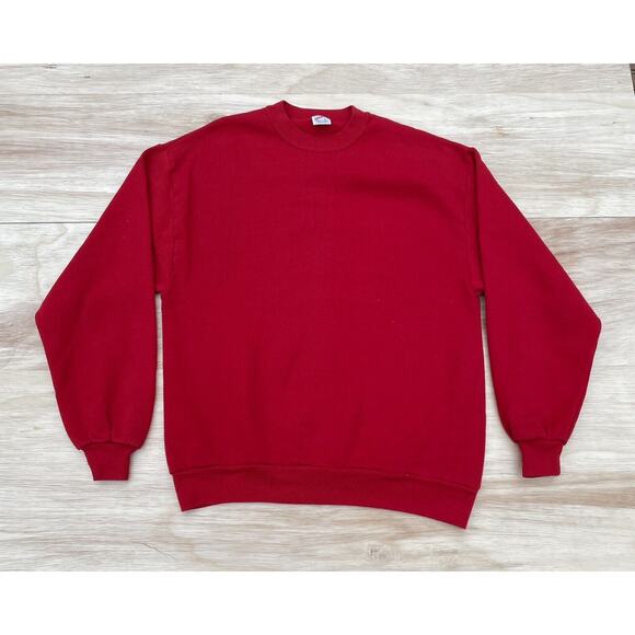 Vtg. 90’s Jerzees Super Sweats Blank Pullover Sweatshirt Men's Red Sz L USA Made - Picture 1 of 5